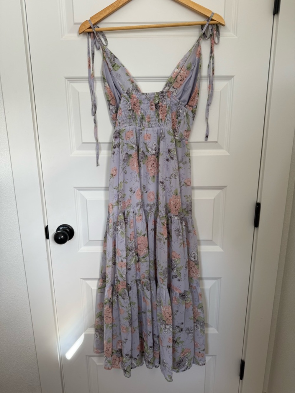 Lulu's Everlasting Sight Lavender Floral Print Tie-Strap Midi Dress - Picture 4 of 7